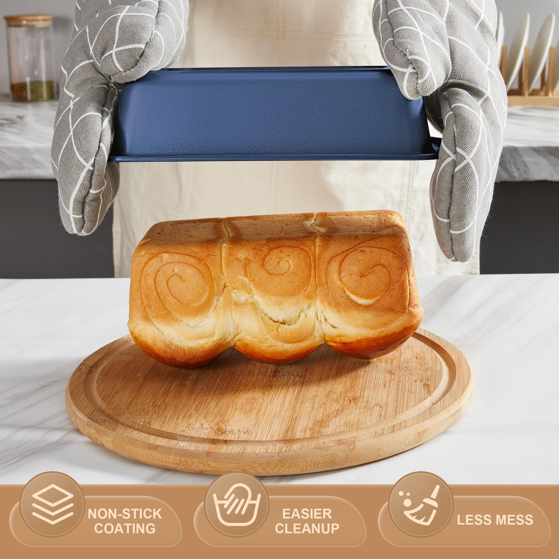 Essential nonstick bakeware set, 10-piece carbon steel baking pans with wider grips, navy blue