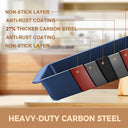Essential nonstick bakeware set, 10-piece carbon steel baking pans with wider grips, navy blue