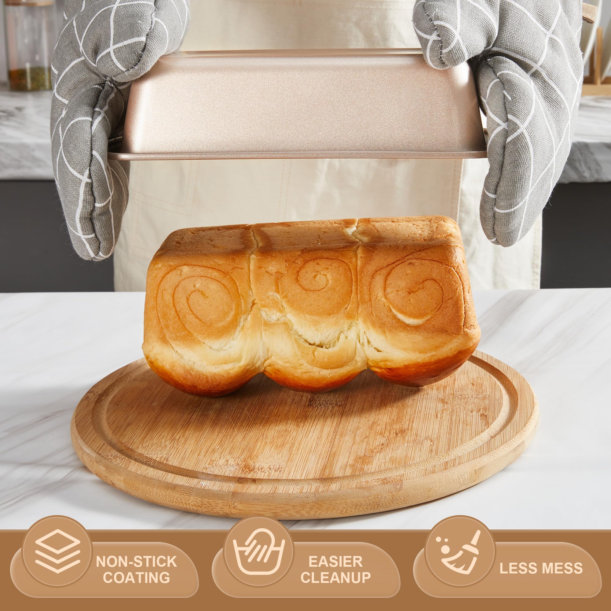 Essential nonstick bakeware set, 10-piece carbon steel baking pans with wider grips, rose gold