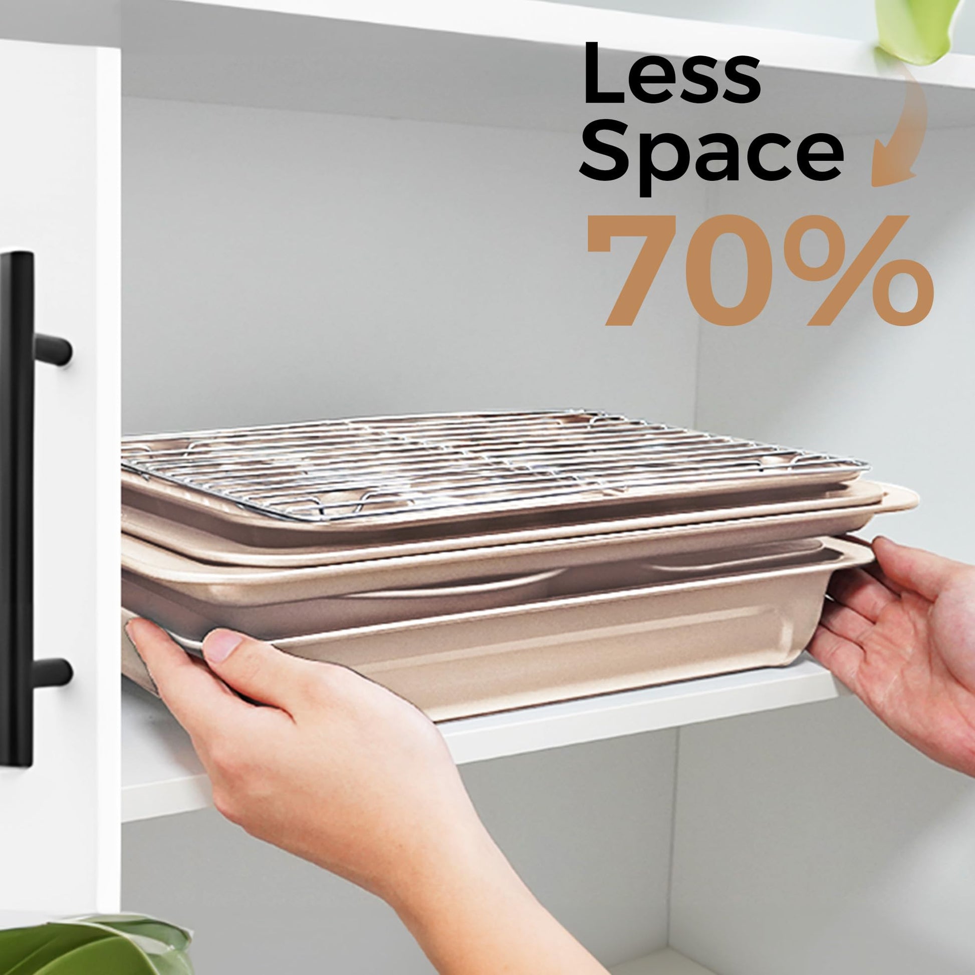 Essential nonstick bakeware set, 10-piece carbon steel baking pans with wider grips, rose gold