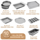 Essential nonstick bakeware set, 10-piece carbon steel baking pans with wider grips, silver