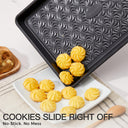 Floral swirl texture baking sheet set with three rimmed pans designed for even heating and easy release