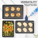 Floral swirl texture baking sheet set with three rimmed pans designed for even heating and easy release