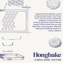 Floral swirl texture baking sheet set with three rimmed pans designed for even heating and easy release