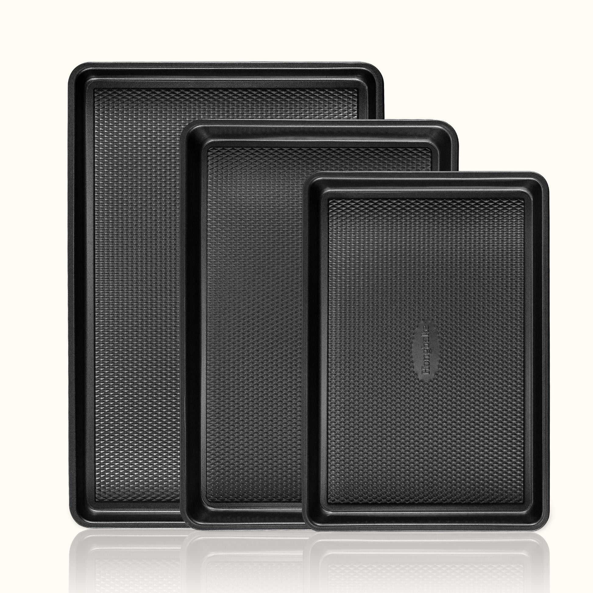 grey Diamond Pattern Nonstick Bakeware 3-Piece Set by HONGBAKE
