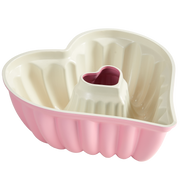 Heart-shaped Bundt pan with ceramic nonstick interior, 10-cup capacity