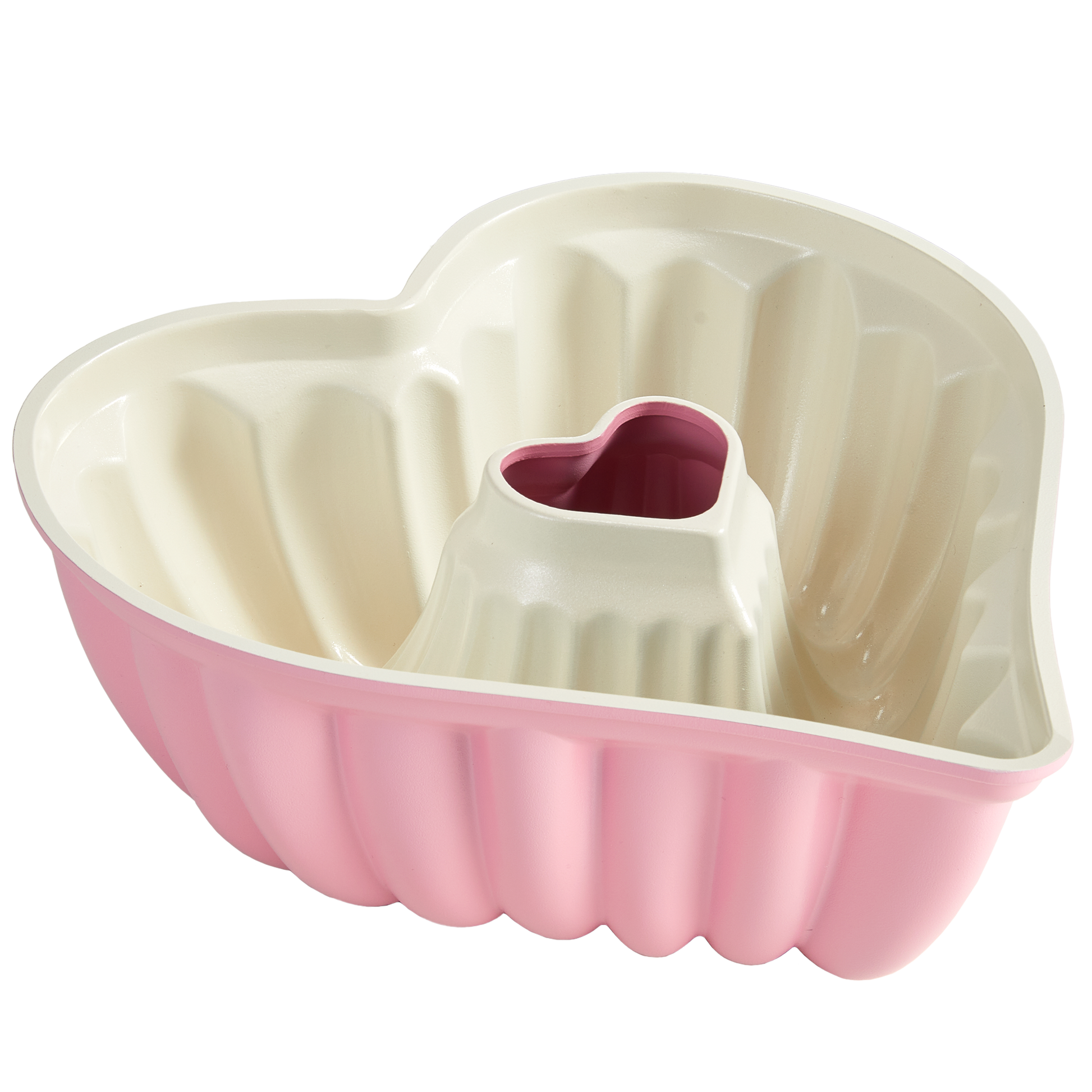Heart-shaped Bundt pan with ceramic nonstick interior, 10-cup capacity