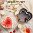 Heart-shaped nonstick cake pan set with two stackable sizes for layered cakes and desserts, dark gray
