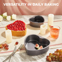 Heart-shaped nonstick cake pan set with two stackable sizes for layered cakes and desserts, dark gray