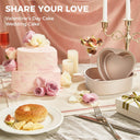 Heart-shaped nonstick cake pan set with two stackable sizes for layered cakes and desserts, rose gold