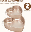 Heart-shaped nonstick cake pan set with two stackable sizes for layered cakes and desserts, rose gold
