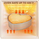 Heart-shaped nonstick cake pan set with two stackable sizes for layered cakes and desserts, rose gold