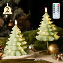 Christmas Tree Flameless Candles with String Lights & Remote, 6.7" x 5.2" (2-Pack)