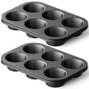 Cast Iron Muffin Pan, Pre-Seasoned 6-Cup (2-Pack)