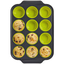 12 Cup Silicone Muffin Pan with Metal Frame