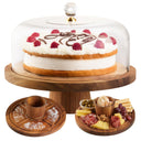 Acacia Wood Cake Stand with Dome Lid, 12"