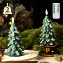 Christmas Tree Flameless Candles with Remote Timer, 7.3" x 3.5" (2-Pack)