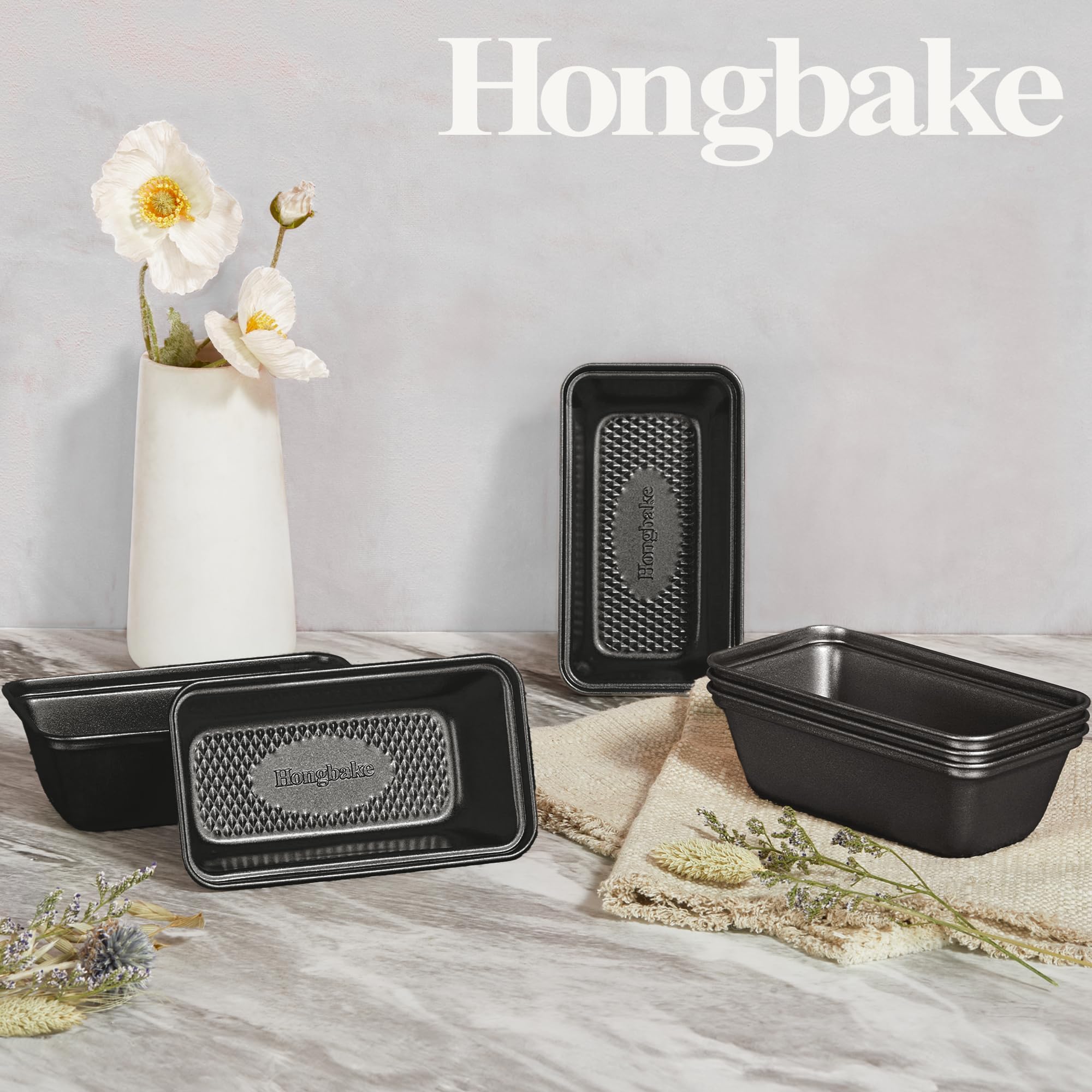 Diamond Texture Nonstick Mini Loaf Pan, 6×3.3×2 (3-Pack)