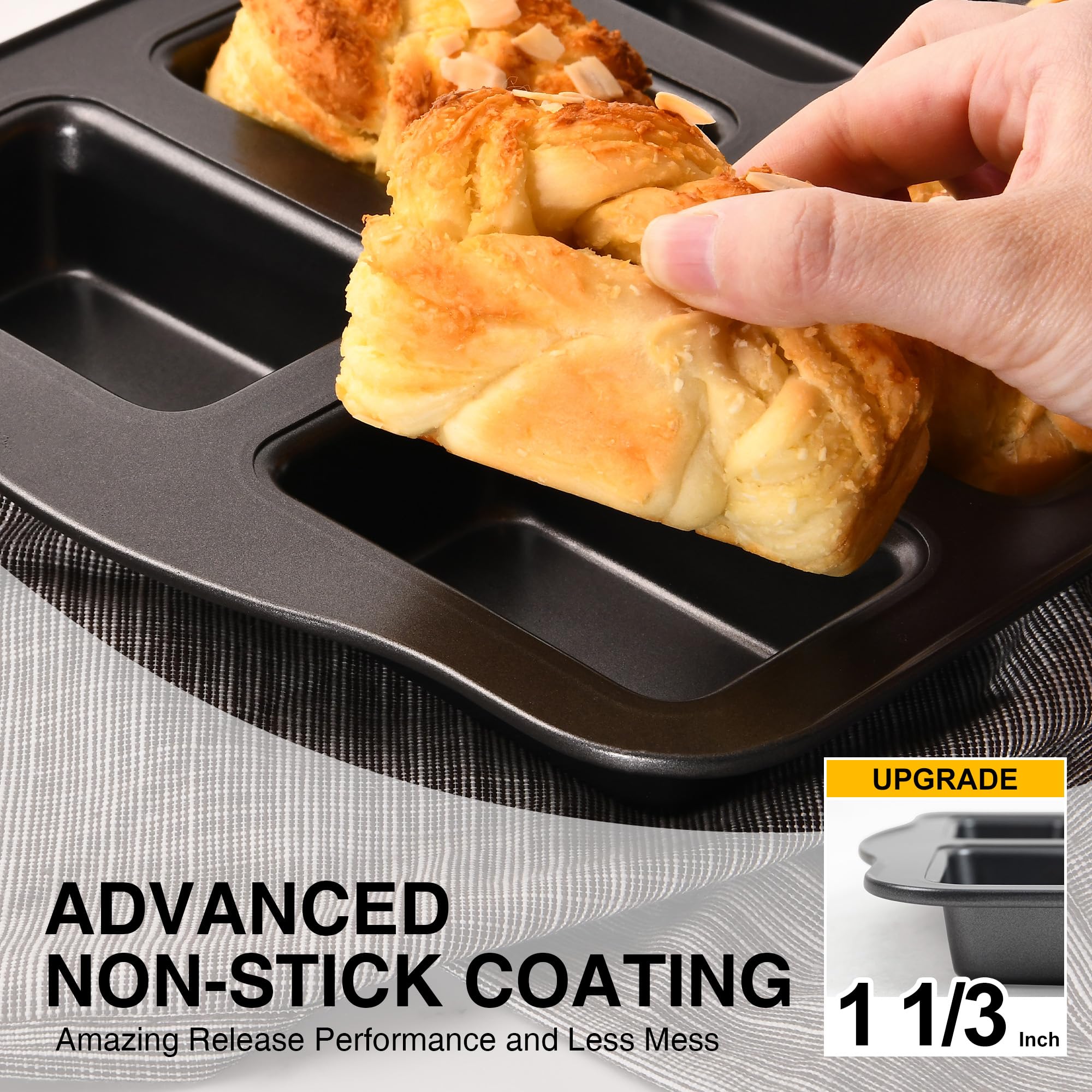 Nonstick Mini Loaf Pan, 8-Cavity (2-Pack)