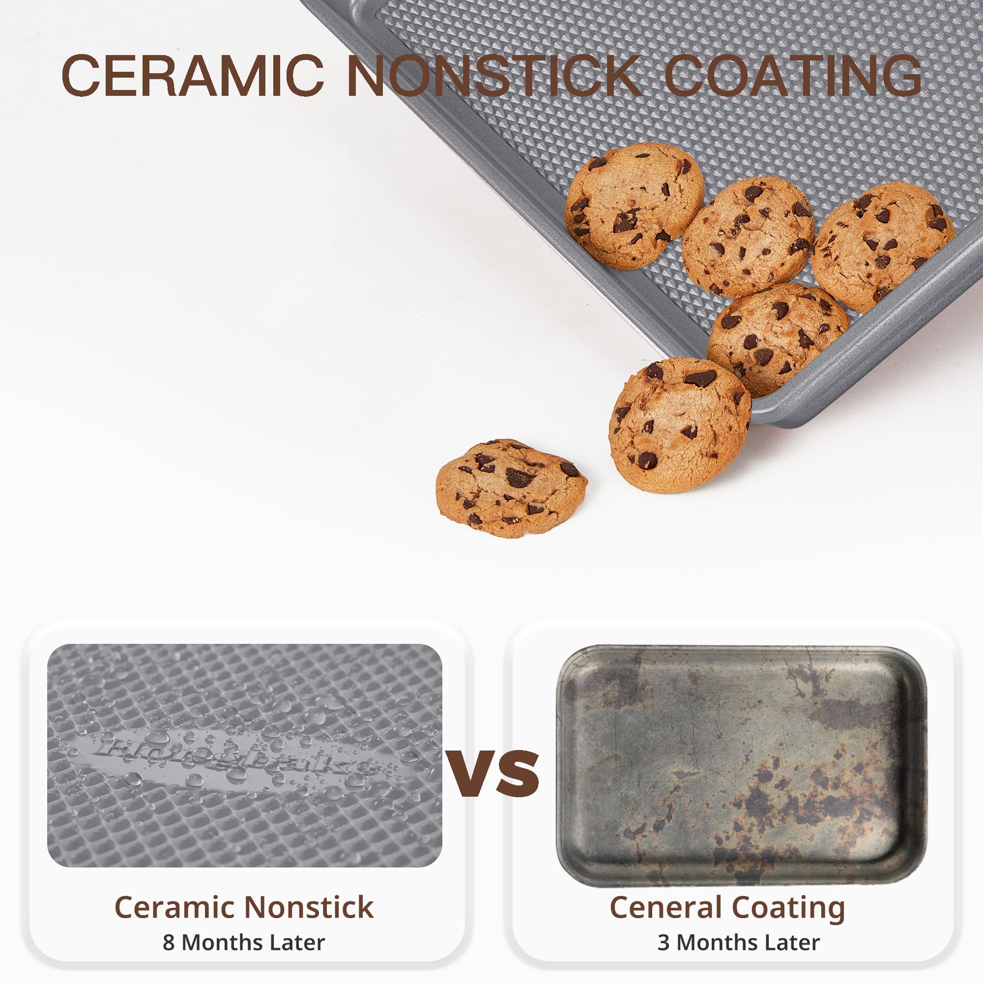 Diamond Texture Ceramic Nonstick Baking Sheet Set (3-Piece)