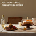 Acacia Wood Cake Stand with Dome Lid, 12"