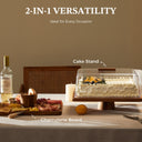 2-in-1 Acacia Wood Cake Stand with Lid & Cheese Knife Set