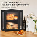 Double Layer Corner Bread Box with Adjustable Partition