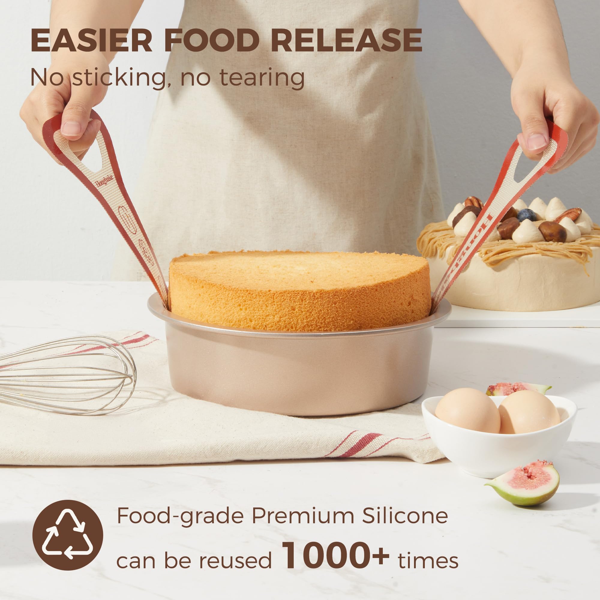 8-Inch Deep Round Cake Pans (2-Pack) with Silicone Slings (2-Pack)