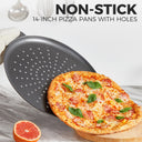 Rust-Free Pizza Pan with Holes, 14 Inch, 0.8mm Thick (2-Pack)