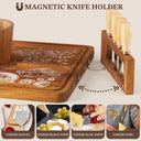 2-in-1 Acacia Wood Cake Stand with Lid & Cheese Knife Set