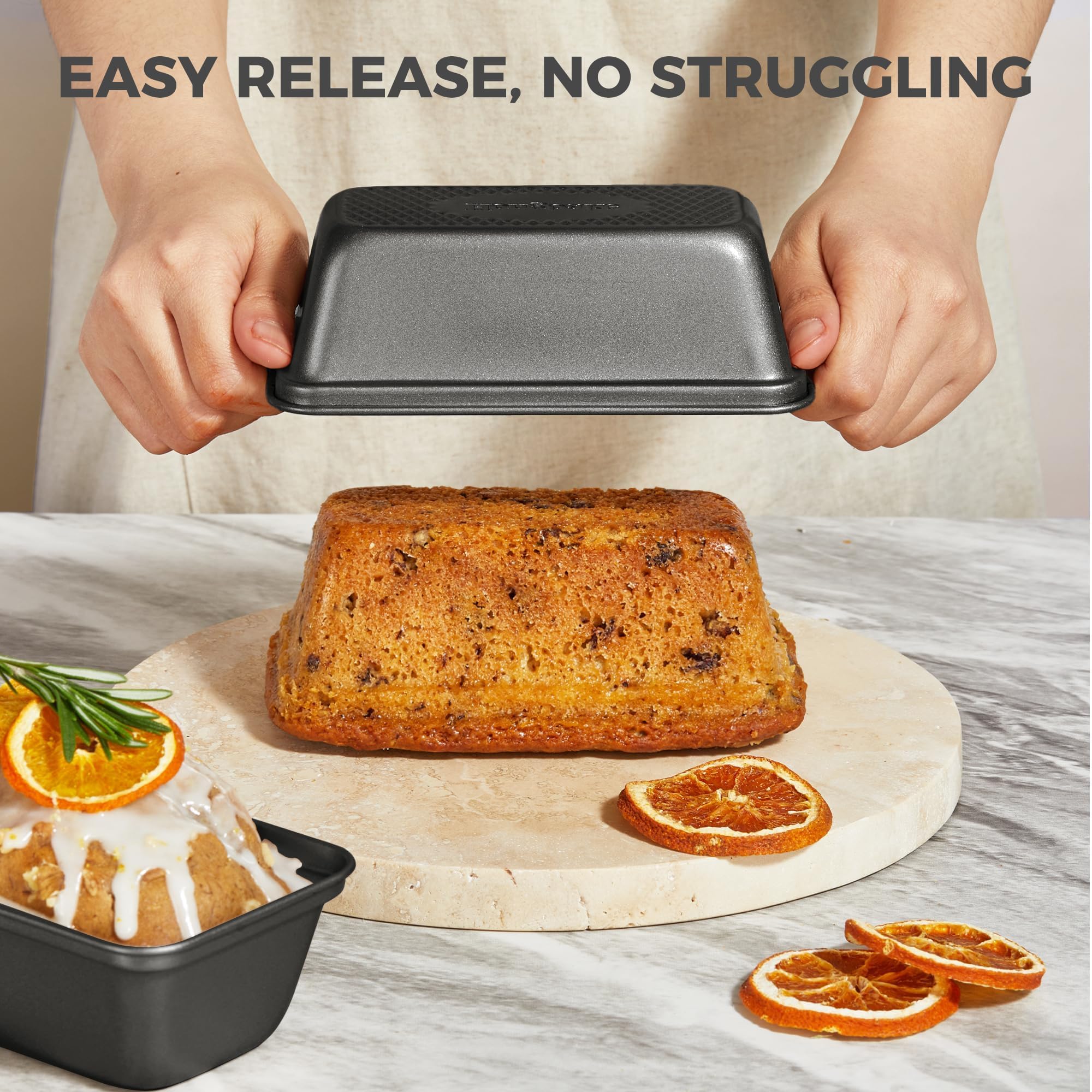 Diamond Texture Nonstick Mini Loaf Pan, 6×3.3×2 (3-Pack)