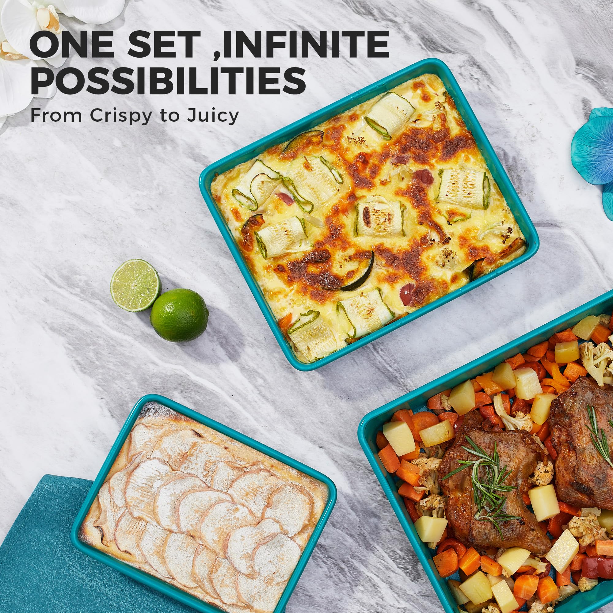 Nonstick Rectangular Baking Pan Set (3-Piece)