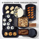Baking Pans Set with Wave Texture, 0.8mm Thick (9-Piece)