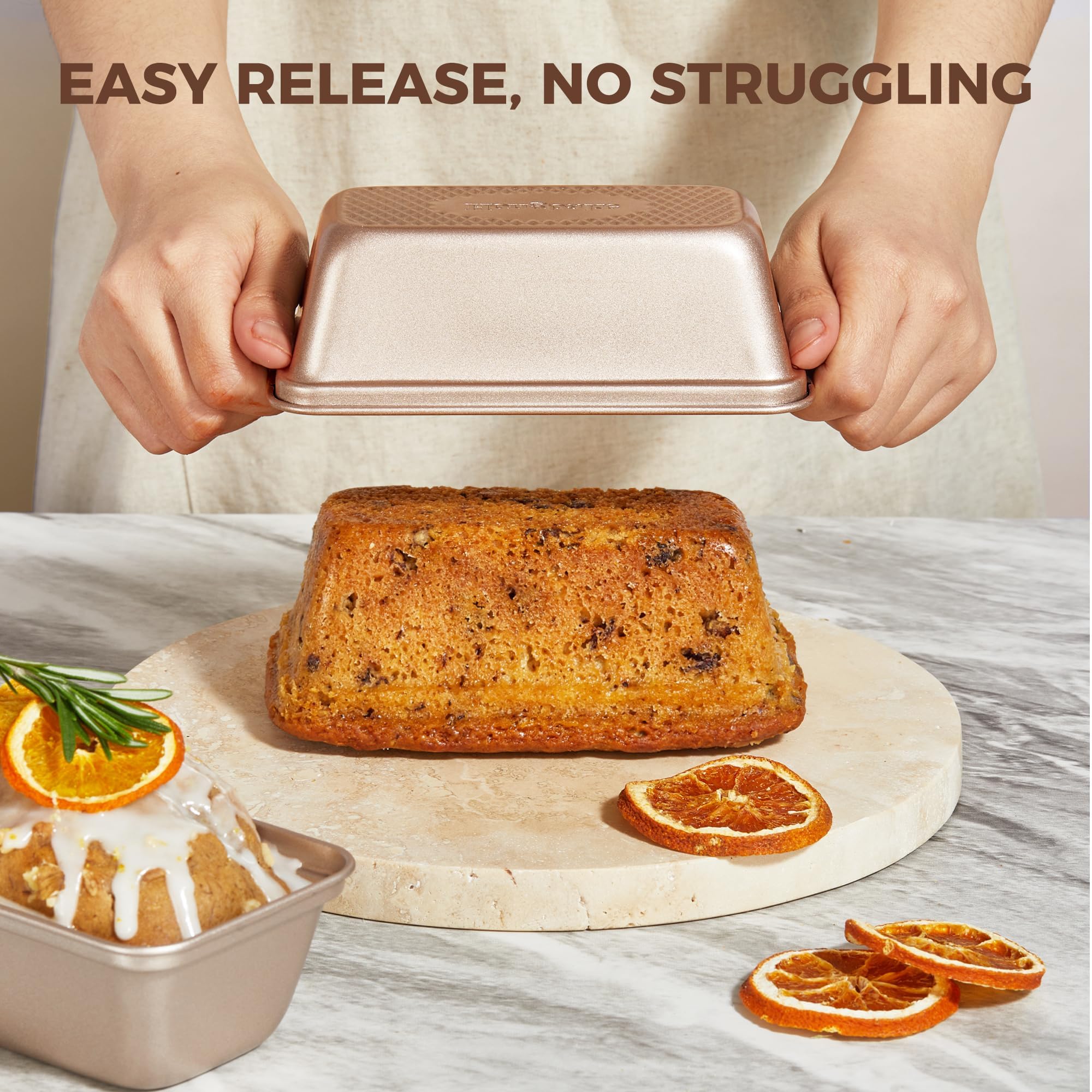 Diamond Texture Nonstick Mini Loaf Pan, 6×3.3×2 (3-Pack)