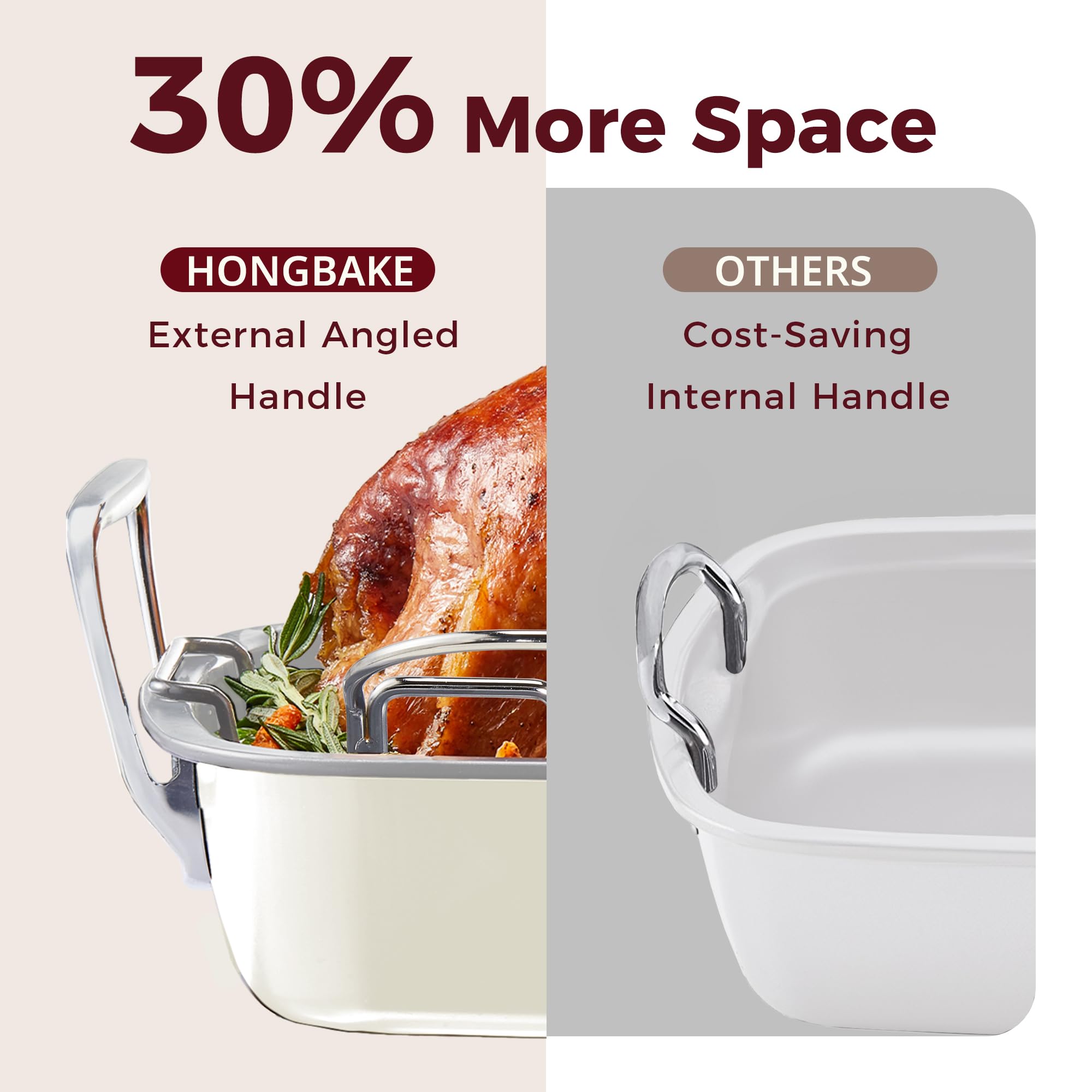 Ceramic Nonstick Roasting Pan with Rack, 18.7 × 13.6