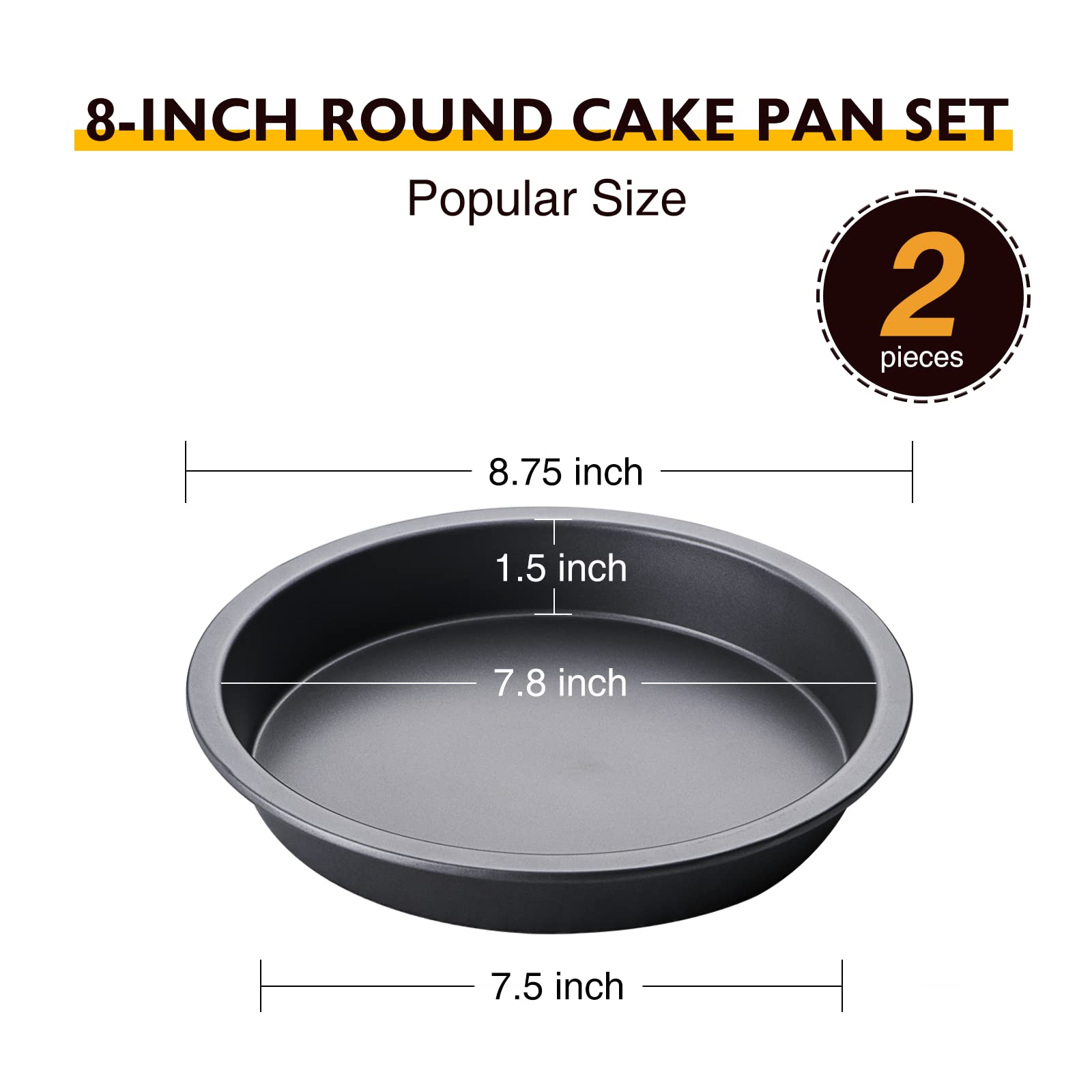 8-Inch Shallow Round Cake Pan Set (2-Piece)