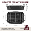 Roasting Pan with Rack, 17.6×11 Inch for 17 Lb Turkey