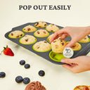 12 Cup Silicone Muffin Pan with Metal Frame