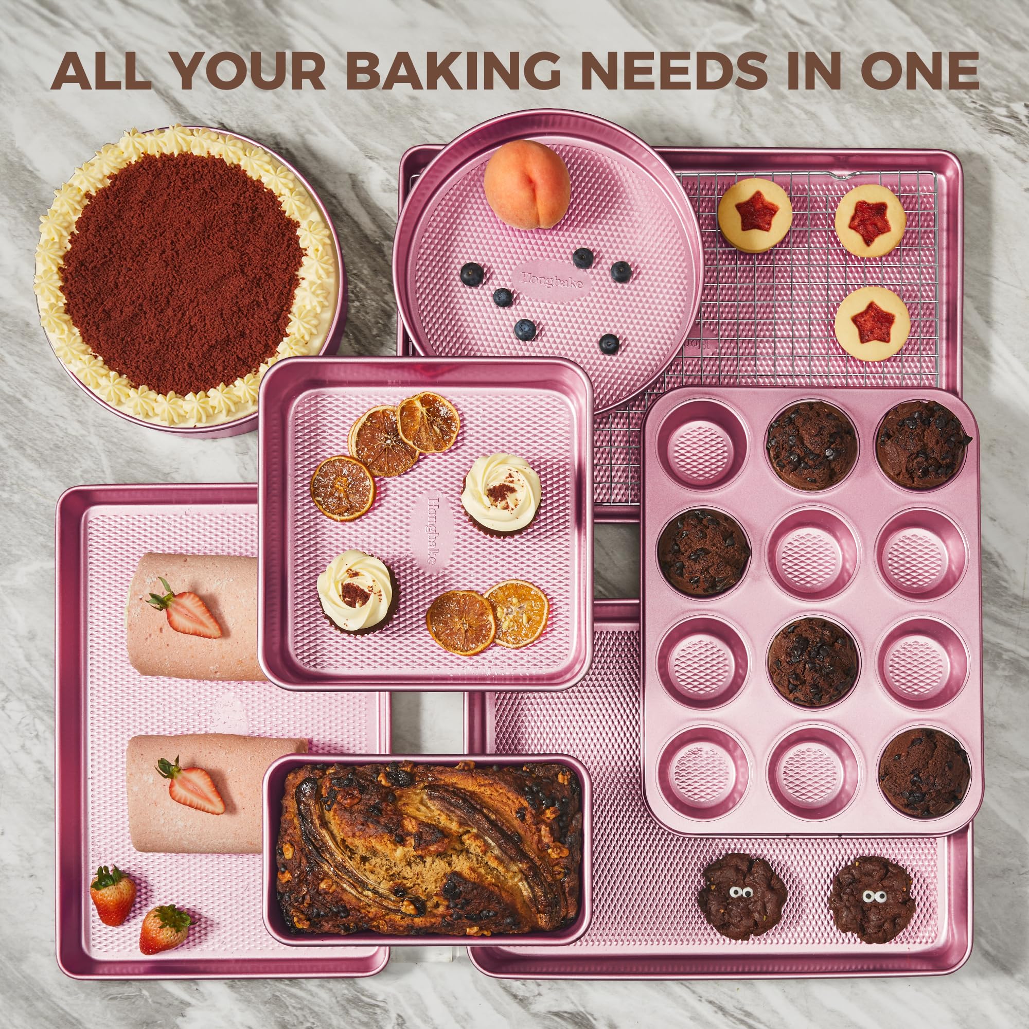 Diamond Texture Nonstick Bakeware Set (9-Piece)