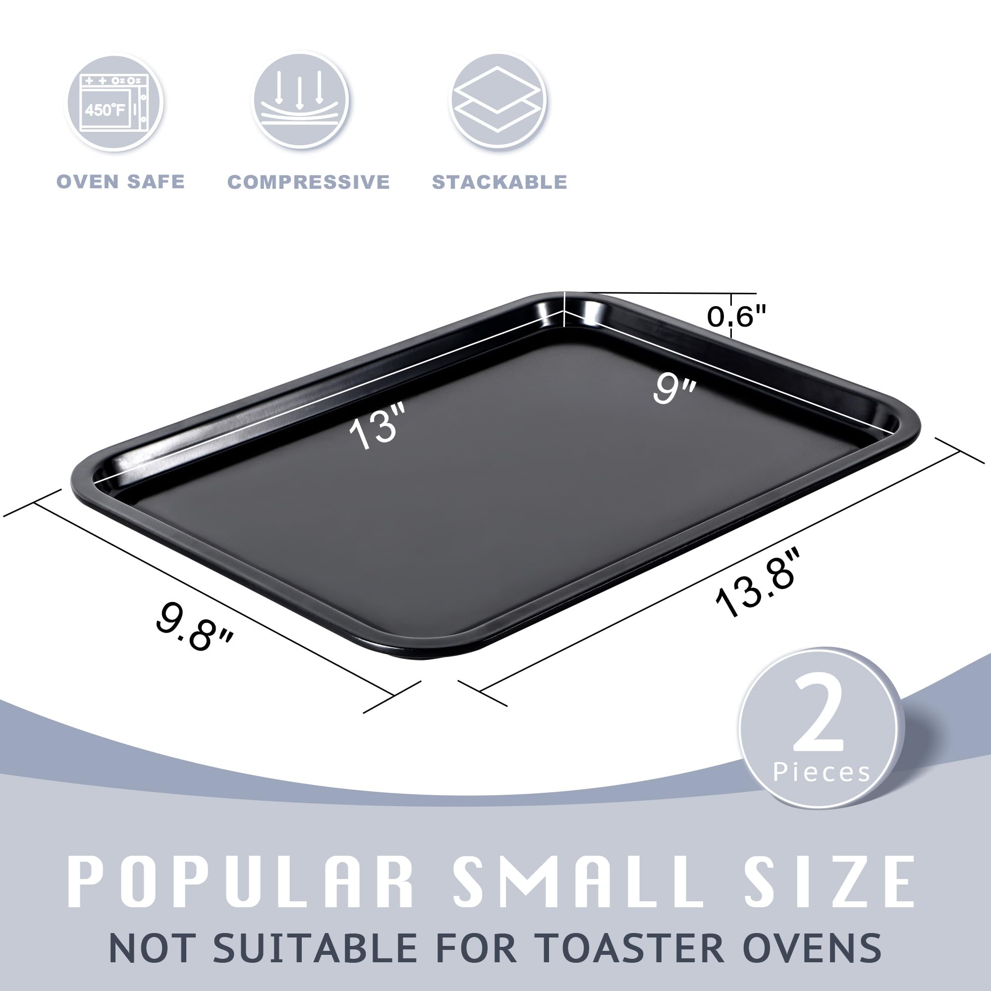 Quarter Sheet Pan with Wider Grips, 13.8 x 9.8 (2-Pack)