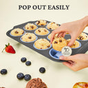 12 Cup Silicone Muffin Pan with Metal Frame
