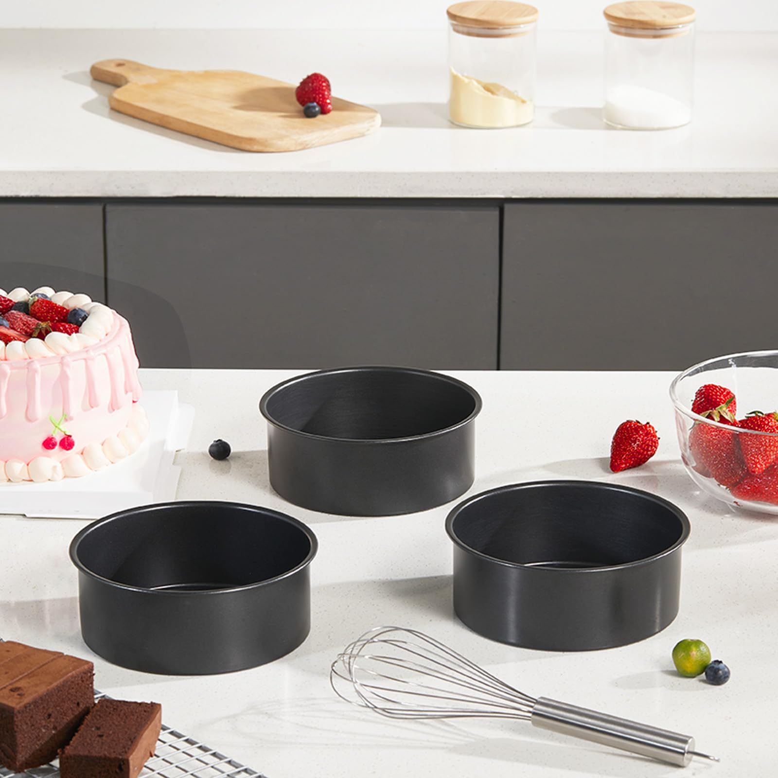 Nonstick Round Cake Pan, 6-Inch (6-Pack) with Parchment Sling (120-Pack)