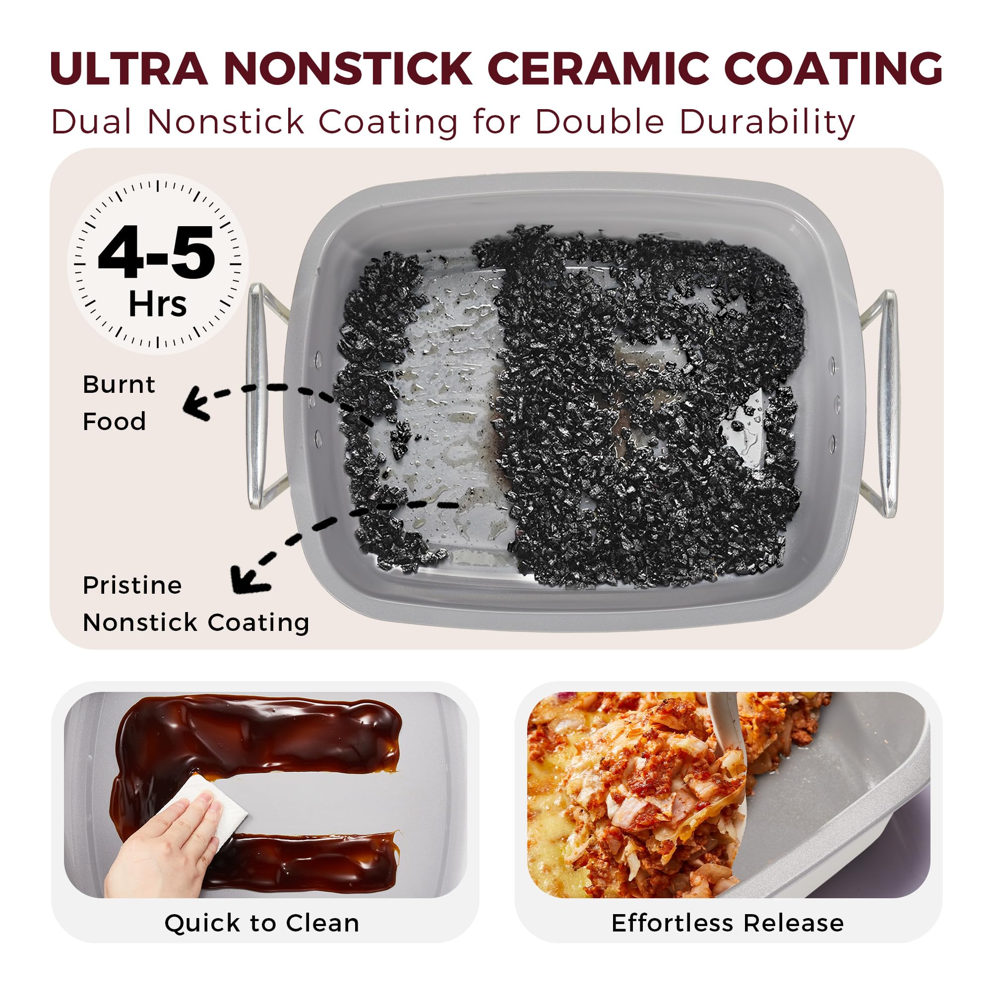 Ceramic Nonstick Roasting Pan with Rack, 18.7 × 13.6
