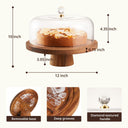 Acacia Wood Cake Stand with Dome Lid, 12"