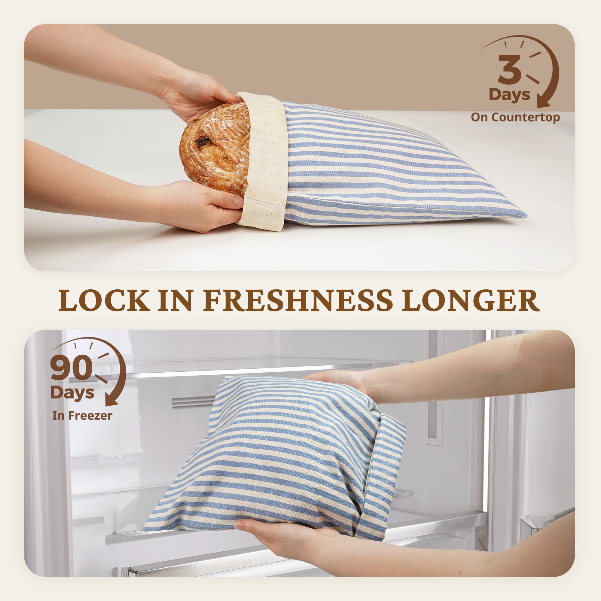 Organic Cotton & Beeswax Bread Bag with Zipper (2-Pack)