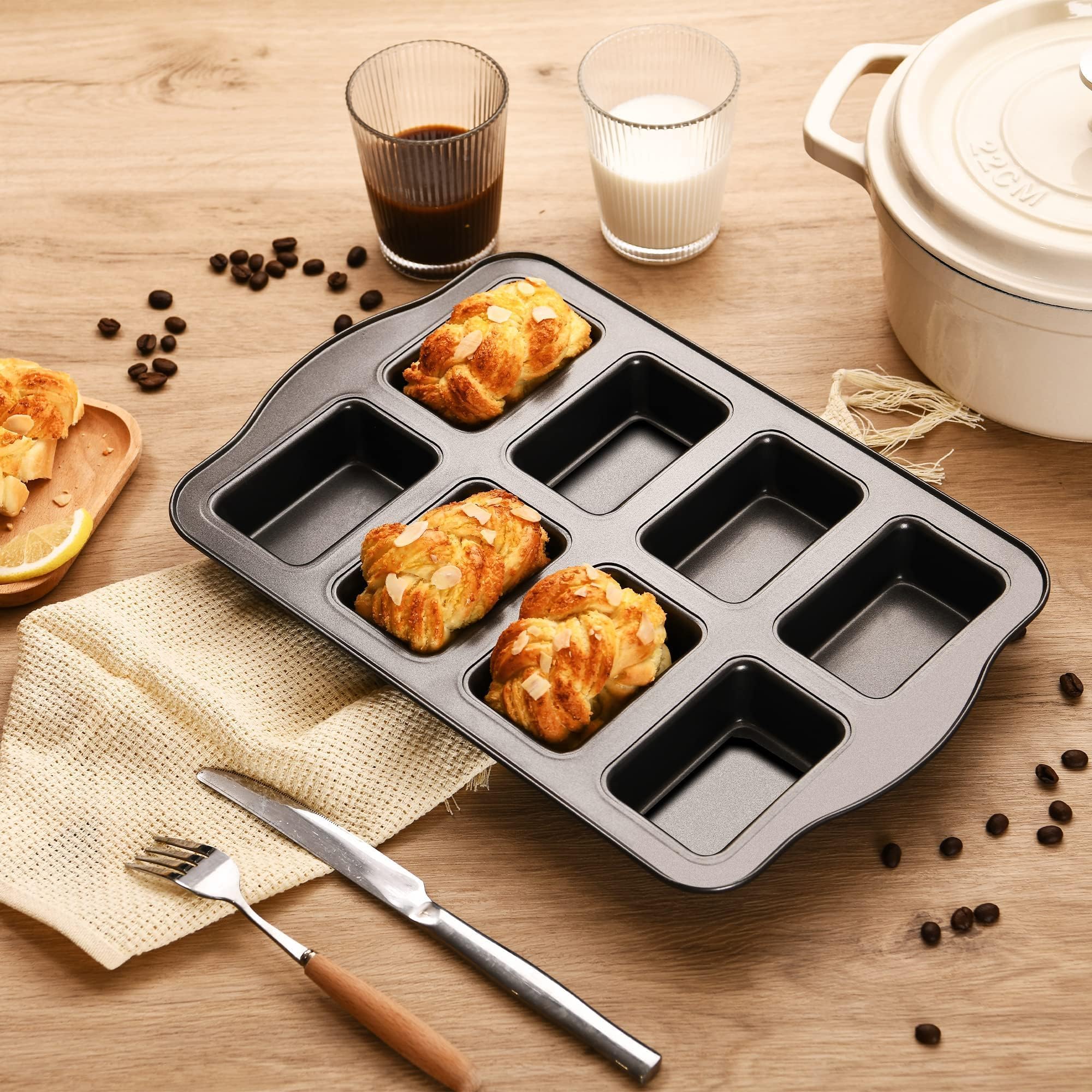 Nonstick Mini Loaf Pan, 8-Cavity (2-Pack)