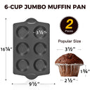 Jumbo Muffin Pan, 6-Cup, 3.5" Diameter (2-Pack)