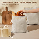 Reusable Beeswax Linen Bread Bags, Large 17x12.6" (2-Pack)