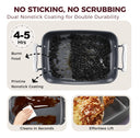 Roasting Pan with Rack, 17.6×11 Inch for 17 Lb Turkey
