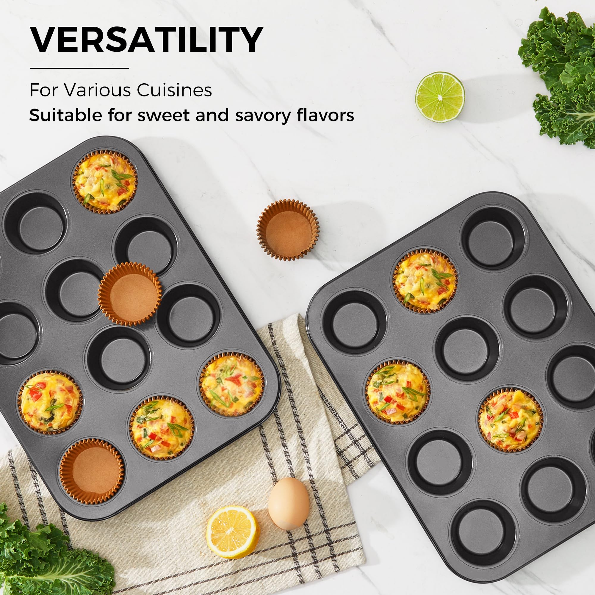 Muffin Pan with 120 Cupcake Liners, 12-Cup (2-Pack)